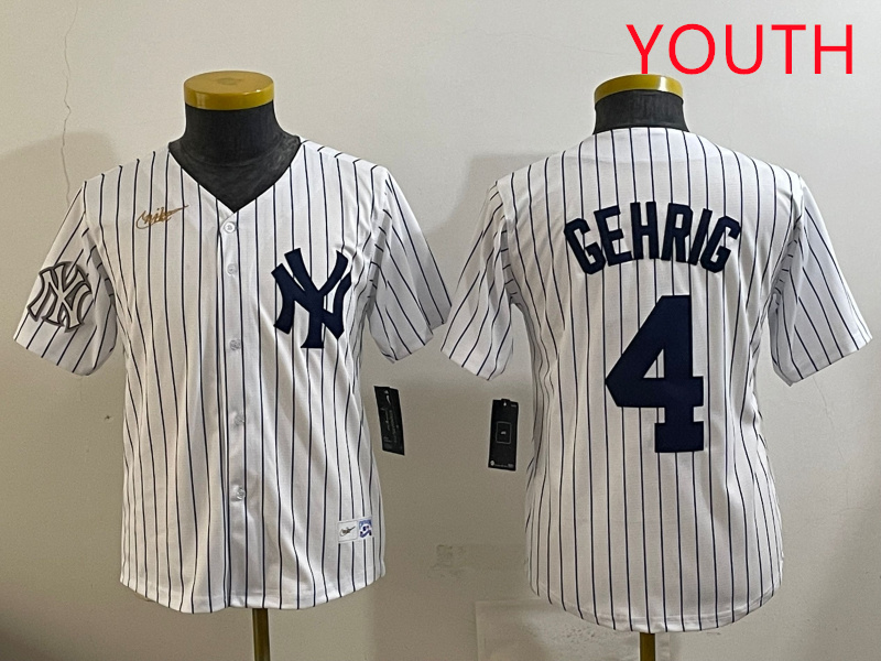 Youth New York Yankees #4 Gehrig White 2025 Nike MLB jersey style 6